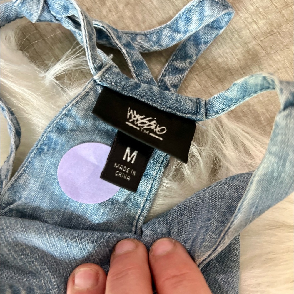 MOSSIMO | Chambray High Tie Neck, High Low Sun Dress (M) - Picture 12 of 12